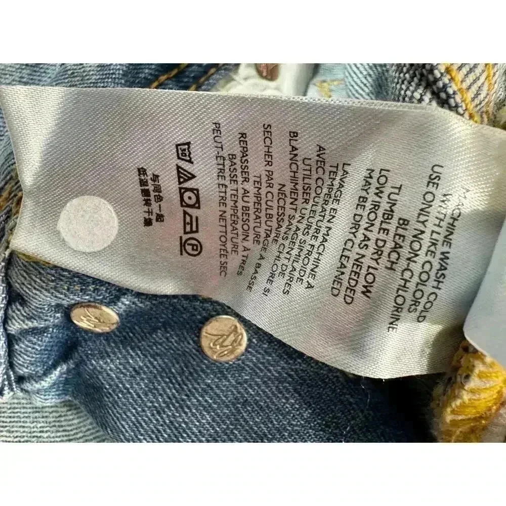We The Free Size 25 Maggie Mid Rise Straight Leg Distressed Knee Holes Raw Hem - Picture 9 of 12